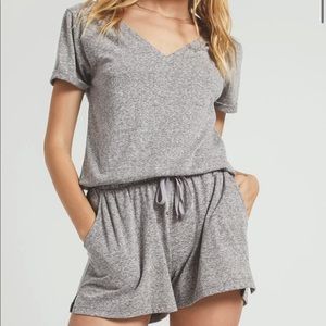 Z Supply Pia Triblend Romper - washed grey
